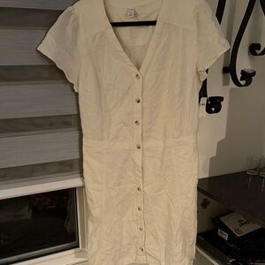 Old Navy Cream Button-Front Midi Dress